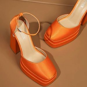 NEW Chunky Orange Platform Heels
